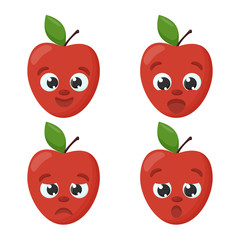 Apple. Emoji Emoticon collection. Cartoon characters for kids. 