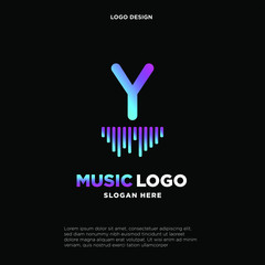 Music Letter logo template. Letter M. Vector Illustration. music logo design inspiration. music icon design template.