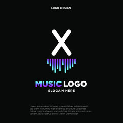 Obraz premium Music Letter logo template. Letter M. Vector Illustration. music logo design inspiration. music icon design template.