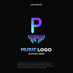 Music Letter logo template. Letter M. Vector Illustration. music logo design inspiration. music icon design template.