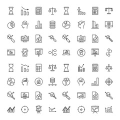 Analytics line icon set.