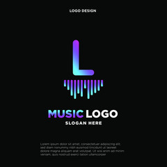Obraz premium Music Letter logo template. Letter M. Vector Illustration. music logo design inspiration. music icon design template.