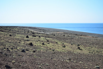 Beach and sea in the morning - Kipor beach, Samothraki island, Greece, Aegean sea