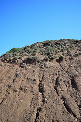 semi-desert vegetation at wild and beauty Kipos beach in Samothrace island, Samothraki, Greece, Aegean sea