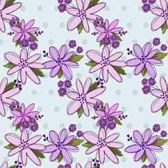 Seamless floral pattern. Flowers texture. Simplicity flower surface soft design.