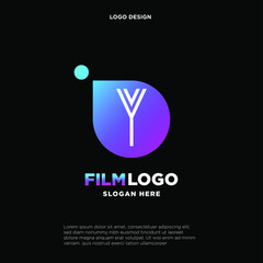 Stylist Letter Y logo on a polygon red background. Initial letter uppercase polygon shape negative design logo Illustration.