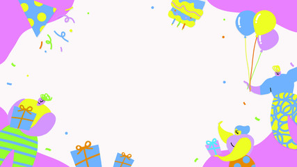 People celebrating a birthday party background vector