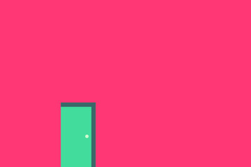 Green door on a pink minimal wall vector