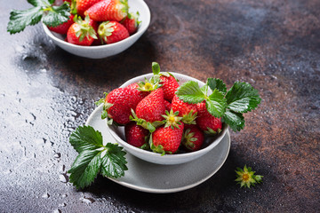 Fresh strawberry with a green leaves