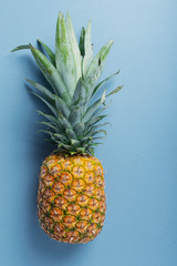 Fresh sweet pineapple on the blue background