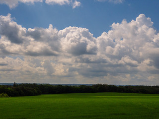 green field and blue sky