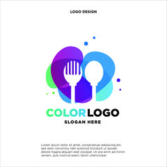 Abstract food logo designs concept vector, Colorful restaurant logo designs
