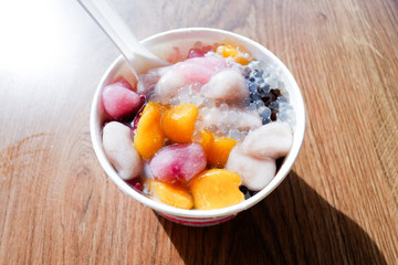 Taiwanese dessert with Jelly and Taro Ball