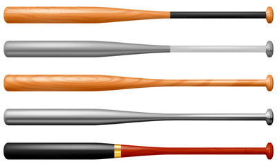 Set of baseball bats. Vector illustration.