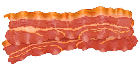 Fried slices of bacon. Vector illustration.