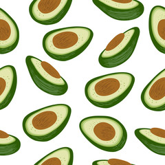 Seamless pattern with hand drawn avocado on a white background. Doodle, simple illustration. It can be used for decoration of textile, paper and other surfaces.