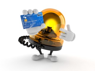 Emergency siren character holding credit card