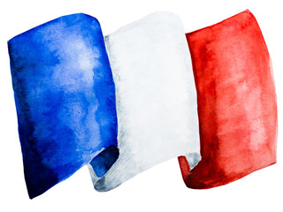French Flag. Beautiful greeting card. Close-up, view from above. National holiday concept. Congratulations for family, relatives, friends and colleagues