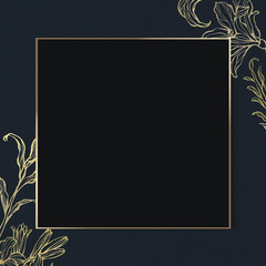 Rectangle gold frame with floral outline vector