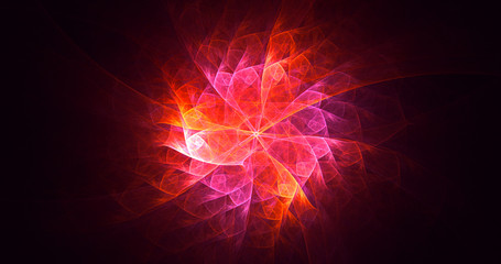 3D rendering abstract red fractal light background