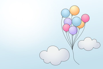 Fototapeta na wymiar Cartoon of balloon in the sky