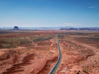 drone view desert road