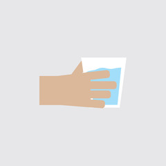 Flat Design Hand of a Man With a Drinking Glass Vector Illustration.