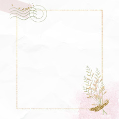 Gold frame on crumpled paper textured background vector
