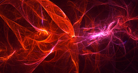 3D rendering abstract red fractal light background