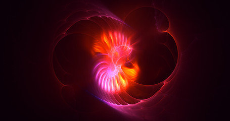 3D rendering abstract red fractal light background