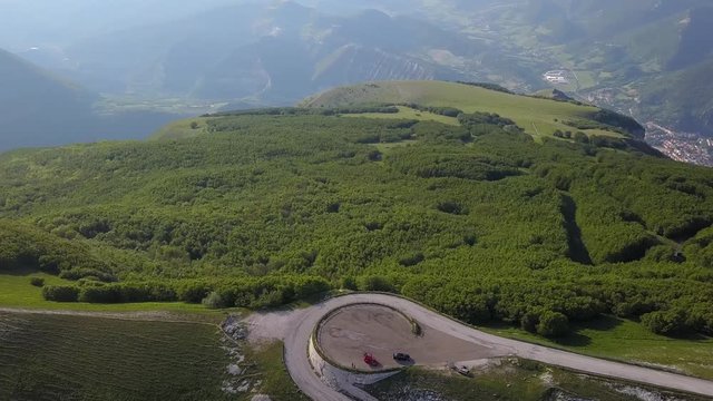 Green fields of mountain Nerone in center of Italy