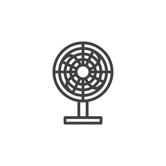 Obraz premium Electric fan line icon. linear style sign for mobile concept and web design. Table fan, ventilator outline vector icon. Symbol, logo illustration. Vector graphics