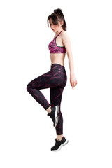 Sports fitness young woman has a slender figure. isolate on a white background