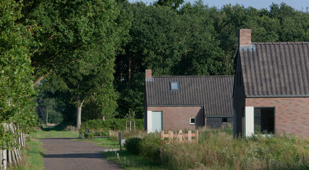 Newly build colony house. Koloniehuisje. Maatschappij van Weldadigheid Frederiksoord Drenthe Netherlands.  