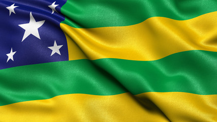 3D illustration of the Brazilian state flag of Sergipe waving in the wind. - obrazy, fototapety, plakaty