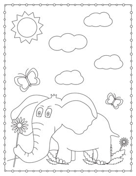 Elephant. Coloring page.