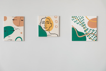 Pictures on wall in modern art gallery