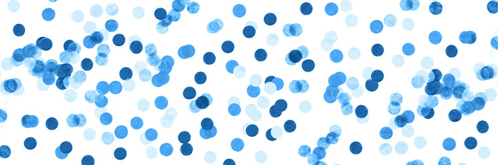Banner made from blue confetti isolated on white background.