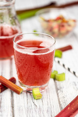 Fresh made Rhubarb Spritzer (close up; selective focus)