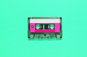 Vintage audio tape in plastic cassette