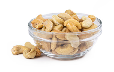 Cashew Nuts isolated on white background (selective focus)