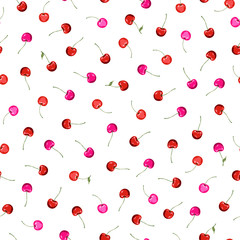 Seamless vector pattern of a pretty cherry,