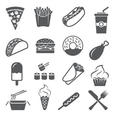 Fast food icons set on white background
