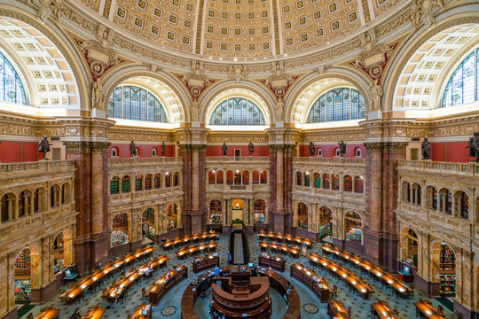 Washington DC, USA - May 18, 2018: Main Reading Room of the Library of Congress in Washington DC