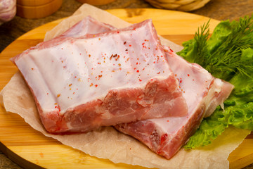 Raw pork ribs