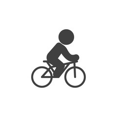 Fototapeta premium Bicycle ride vector icon. filled flat sign for mobile concept and web design. Man riding bike glyph icon. Symbol, logo illustration. Vector graphics