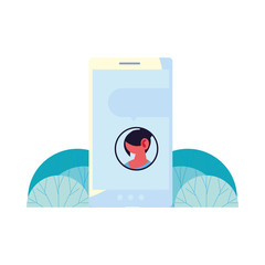 Chatting with smartphone and woman avatar vector design