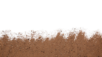 Fototapeta na wymiar Scattered soil on white background