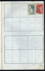 Stamp collection book. Stamp collection book, pages and various stamps. Ottoman Empire postage stamps.