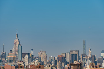 Fototapeta na wymiar Wide panorama image of skyscrapers in Manhattan, New York at daytime
